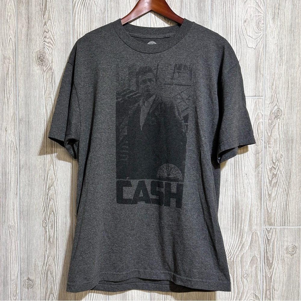 Johnny Cash Sun Record Company Gray Short Sleeve Tee T Shirt Size Large